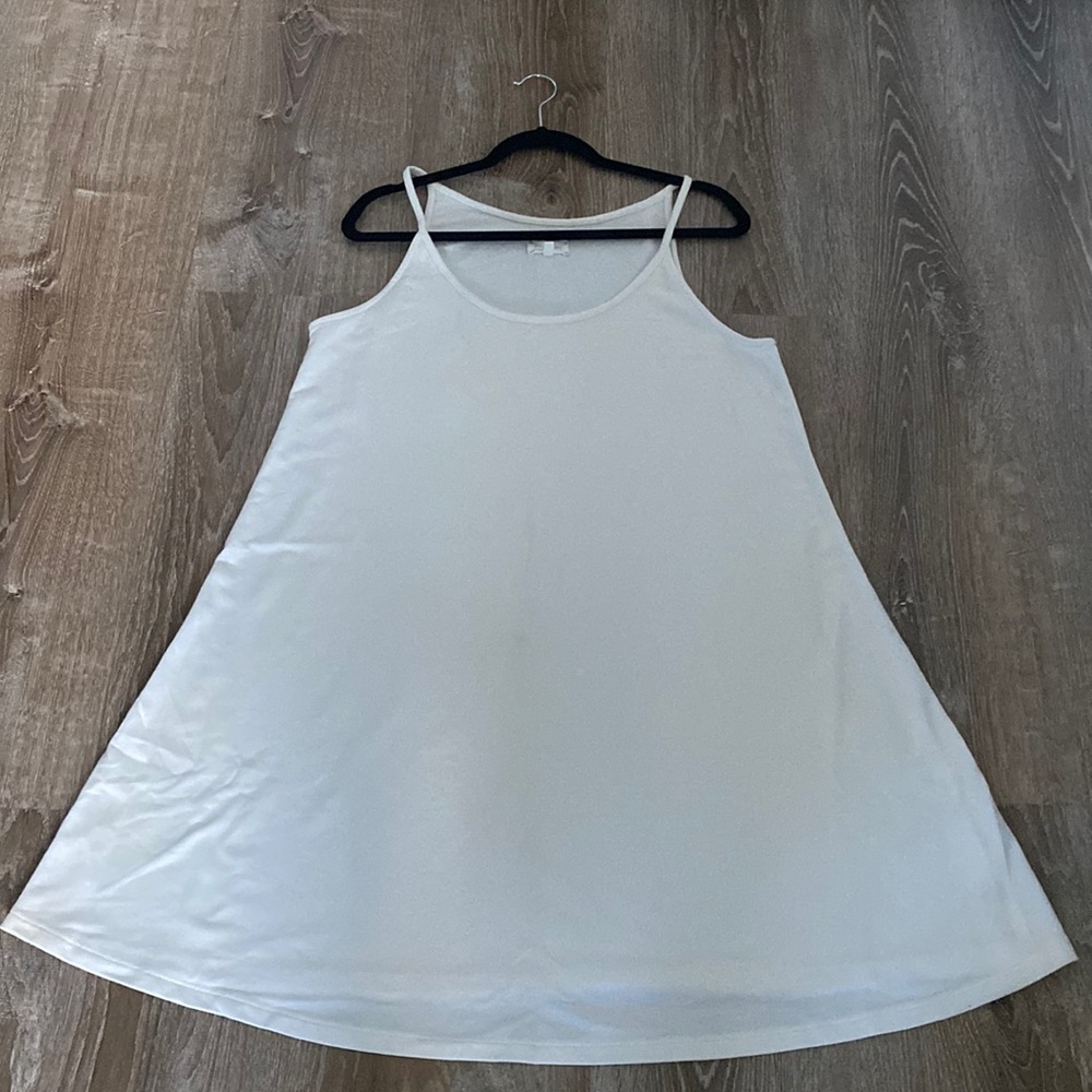 Lou & Grey soft French terry strappy swing dress, cream, like new, size L